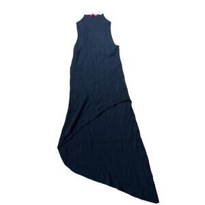 Philanthropy Womens S Sleeveless Cashmere Blend Black Maxi Dress Hi Lo Hem